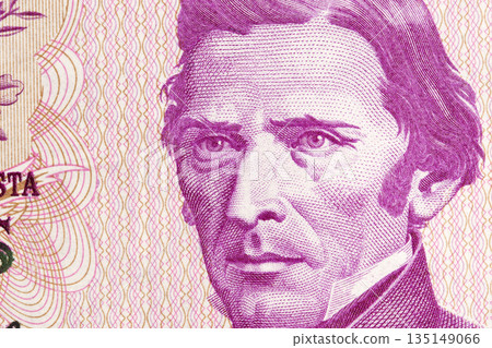 Jose Gervasio Artigas a closeup portrait from old Uruguayan money Jose Gervasio Artigas a closeup portrait from old Uruguayan money 135149066
