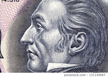 Jose Gervasio Artigas a closeup portrait from old Uruguayan money 135149067