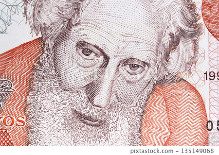 Joaquin Torres Garcia a closeup portrait from Uruguayan money 135149068