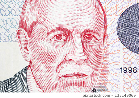 Eduardo Acevedo Vasquez a closeup portrait from Uruguayan money 135149069