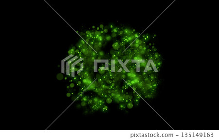 Green glowing particles creating an abstract bokeh effect 135149163