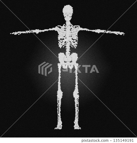 Human skeleton digital mosaic in t-pose concept 135149191