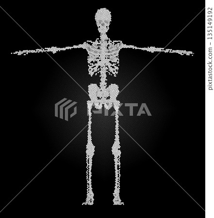 Human skeleton anatomy concept mosaic design on black 135149192