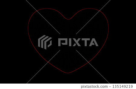 Red heart outline symbol on black background Red heart outline symbol on black background 135149219