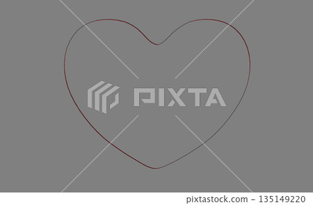 Red heart outline symbol on gray background Red heart outline symbol on gray background 135149220