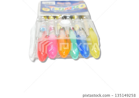 Several pens for schoolchildren with brightly colored bodies. Several pens for schoolchildren with brightly colored bodies. 135149258