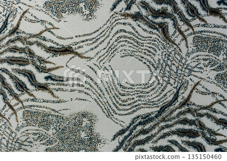Light gray jacquard fabric texture with metallic yellow lurex and abstract pattern, textile collection Light gray jacquard fabric texture with metallic yellow lurex and abstract pattern, textile collection 135150460