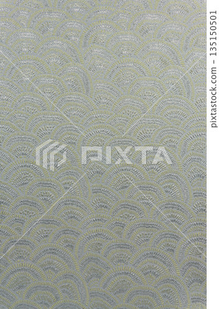 Light gray-green brocade fabric texture with wave pattern and gold and silver lurex, textile collection Light gray-green brocade fabric texture with wave pattern and gold and silver lurex, textile collection 135150501