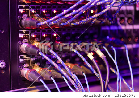 Switching stage equipment on the stage of a concert hall 135150573