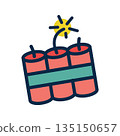 Fireworks Bomb Cake with Lit Fuse Icon - Independence Day 135150657