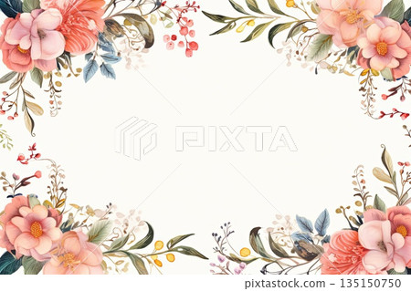 Floral border frame card template 135150750