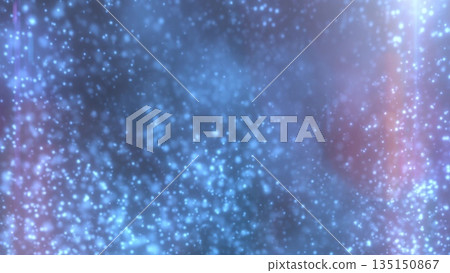 A mesmerizing digital particle flow with glowing blue and white dots, creating a futuristic, sci-fi ambiance. Great for data, and virtual technology themes 135150867