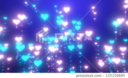Abstract bright glowing festive blue and pink glamorous hearts for Valentine's Day, abstract background Abstract bright glowing festive blue and pink glamorous hearts for Valentine's Day, abstract background 135150895