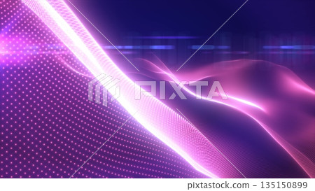 Purple glowing magic waves from energy particles abstract background Purple glowing magic waves from energy particles abstract background 135150899
