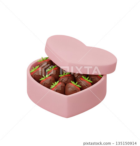 3d render of a romantic heart-shaped box filled with chocolate-dipped strawberries, perfect for valentine's day gifts and sweet treats 3d render of a romantic heart-shaped box filled with chocolate-dipped strawberries, perfect for valentine's day gifts and sweet treats 135150914