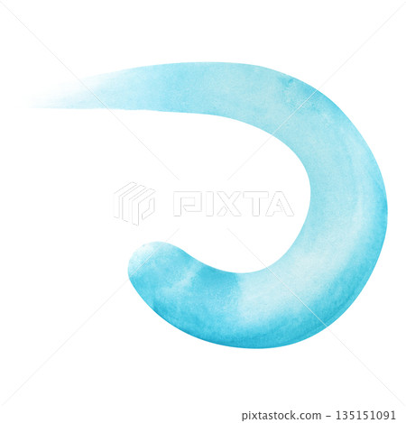 Stylized turquoise wave on an isolated background. Watercolor rounded brush stroke. Abstract clipart for marine-style design. Stylized turquoise wave on an isolated background. Watercolor rounded brush stroke. Abstract clipart for marine-style design. 135151091