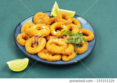 Salad with Fried Calamari Rings 135151129