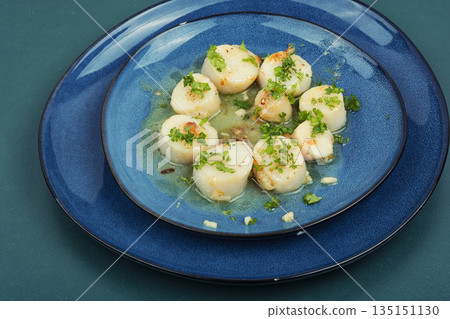 Mixed Seafood Salad on Plate 135151130