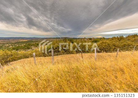 Sunrise over highland in Causse Blandas 135151323