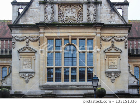 Oxford, United Kingdom - Dec 22, 2025: Oxford University Faculty of History in former City of Oxford High School for Boys building on George Street, designed by Thomas Jackson.  135151336