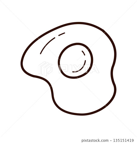 Hand Drawn Fried Egg Line Icon in Cute Minimal Outline Style Hand Drawn Fried Egg Line Icon in Cute Minimal Outline Style 135151419