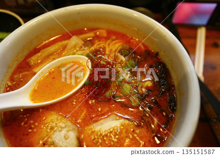 Steaming Hot Bowl of Traditional Japanese Ramen Steaming Hot Bowl of Traditional Japanese Ramen 135151587