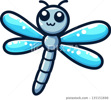 Illustration of a cute blue dragonfly 135151698