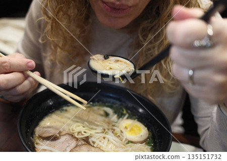 Steaming Hot Bowl of Traditional Japanese Ramen Steaming Hot Bowl of Traditional Japanese Ramen 135151732