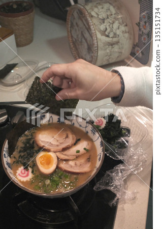 Steaming Hot Bowl of Traditional Japanese Ramen Steaming Hot Bowl of Traditional Japanese Ramen 135151734
