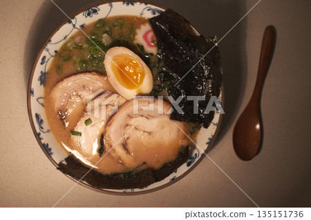 Steaming Hot Bowl of Traditional Japanese Ramen Steaming Hot Bowl of Traditional Japanese Ramen 135151736