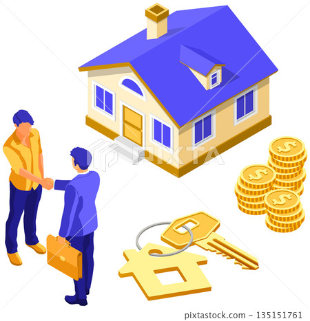 Propery House Insurance Isometric 135151761