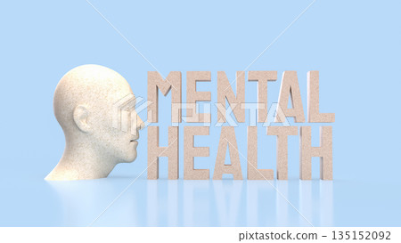 Mental Health Awareness Concept with Human Mind and Wellbeing Focus 3d render. 135152092