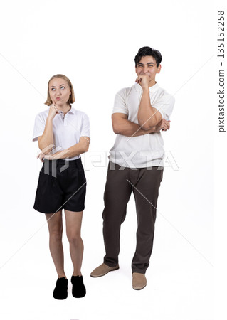 Man and woman standing together in casual clothes. Man and woman standing together in casual clothes. 135152258