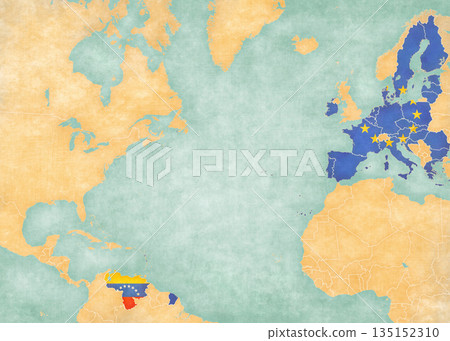 Map of North Atlantic Ocean - European Union and Venezuela Map of North Atlantic Ocean - European Union and Venezuela 135152310