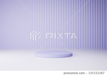 Purple vertical lines studio with white product stage. 135152367