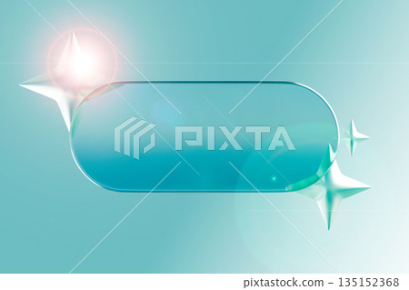 Teal glass aesthetic background with glowing sparkles. 135152368