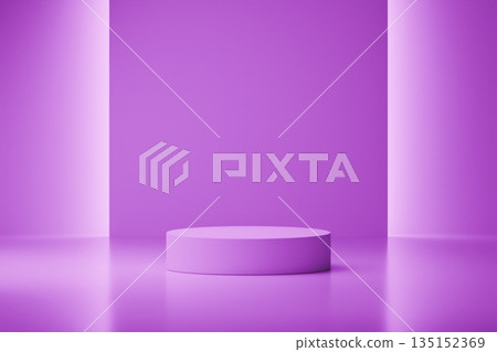 Soft purple studio background with cylindrical podium. Soft purple studio background with cylindrical podium. 135152369