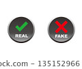 Genuine vs. fake comparison icon Counterfeit prevention and authenticity determination 135152966