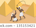 3D Isometric Flat Vector Illustration of Egypt Slavery, Enslaved In Ancient Egypt Depicted Biblically 135153421