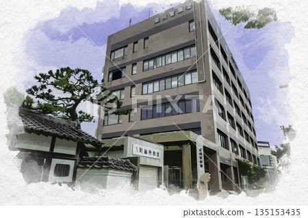 Watercolor style Toyohashi Police Station, Toyohashi City, Aichi Prefecture 135153435