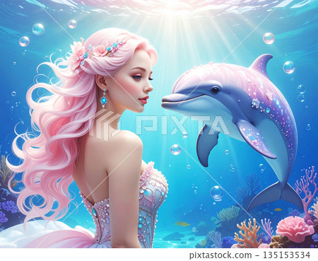 海豚和美人魚 135153534