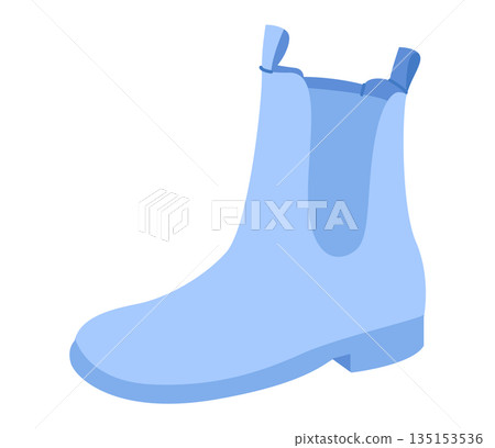 Blue Chelsea boot women color flat. Classic pull on ankle boot for smart casual wardrobe mid season styling. Technical 135153536