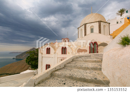Old Church and Stairs in Santorini, Greece Old Church and Stairs in Santorini, Greece 135153552