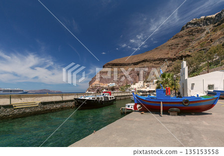 Fishing Boat in Santorini Caldera, Santorini, Greece 135153558
