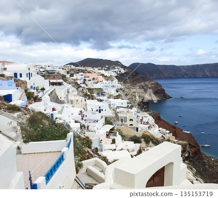 Landscape of Oia, white houses, Santorini, Greece Landscape of Oia, white houses, Santorini, Greece 135153719