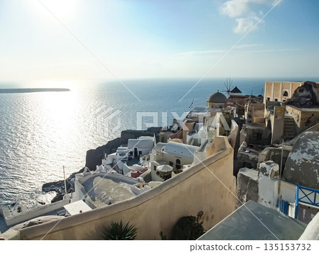 View of Oia near sunset, Santorini, Greece 135153732
