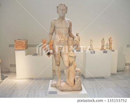 Athens, Greece, National Archaeological Museum, stone statue of a man 135153752