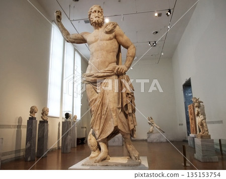 Athens, Greece, National Archaeological Museum, Strong male stone statue 135153754