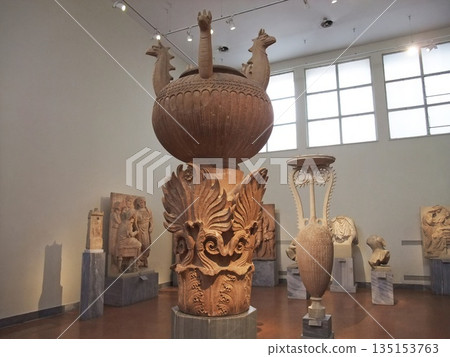 Stone urn, National Archaeological Museum, Athens, Greece Stone urn, National Archaeological Museum, Athens, Greece 135153763