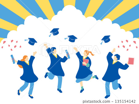 Student jumping with diploma 135154142